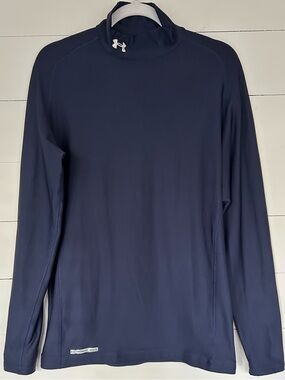Under Armour Navy Mock-Neck Long Sleeve Coldgear Performance Top. Size 2XL